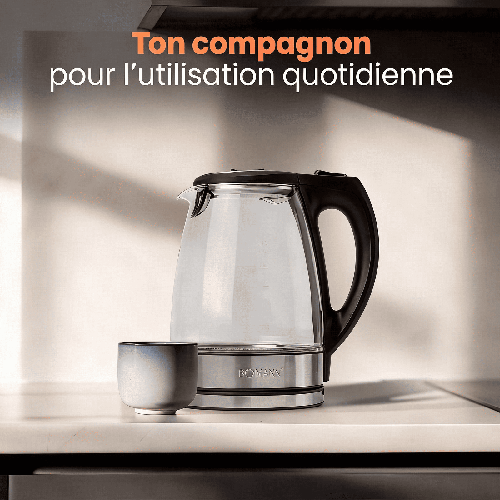Bouilloire Bomann usage quotidien cuisine